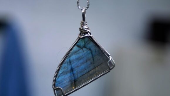 Wire wrapped Labradorite Freeform Cabochon
